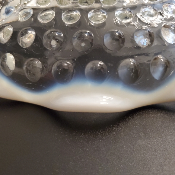 1940s Vntg "Moonstone" Opalescent Hobnail 7 1/2" 2 Part Dish by Anchor Hocking - Picture 9 of 11